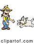 Clip Art of a Cheerful Happy Dog Running to a Little Girl by Dennis Holmes Designs