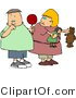 Clip Art of a Chubby Girl Watching Nasty Boy Pick His Nose with His Pointer Finger by Djart