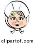 Clip Art of a Clipart Picture of a Pretty Caucasian Female Pilgrim Blushing and Wearing a White Bonnet over Her Blond Hair by Andy Nortnik