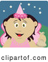 Clip Art of a Cute and Friendly Tooth Fairy in a Pink Costume, Holding up a Bag by Dennis Holmes Designs