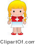 Clip Art of a Cute Blond Caucasian Swiss Girl Wearing a Flag of Switzerland Shirt by Maria Bell