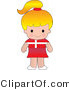 Clip Art of a Cute Blond Danish Girl Wearing a Flag of Denmark Shirt on White by Maria Bell