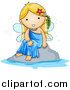 Clip Art of a Cute Blond White Fairy Sitting by Water by BNP Design Studio