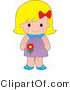 Clip Art of a Cute Blond White Girl Wearing a Purple Floral Dress by Maria Bell