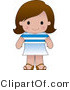 Clip Art of a Cute Brunette Greek Girl Wearing a Flag of Greece Shirt by Maria Bell