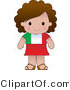 Clip Art of a Cute Brunette Italian Girl Wearing a Flag of Italy Shirt by Maria Bell