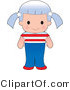 Clip Art of a Cute Caucasian American Girl Wearing a Flag of the United States Shirt by Maria Bell