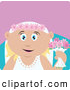Clip Art of a Cute Caucasian Bride Woman Holding Flowers by Dennis Holmes Designs