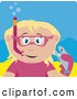 Clip Art of a Cute Caucasian Girl Snorkeling and Holding a Fish by Dennis Holmes Designs
