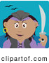Clip Art of a Cute Hispanic Pirate Woman Holding a Sword by Dennis Holmes Designs