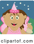 Clip Art of a Cute Latin American Girl Trick or Treating on Halloween in a Fairy Princess Costume by Dennis Holmes Designs