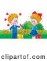 Clip Art of a Cute Little Smiling Boy Giving Candy to a Girl He Has a Crush on by Alex Bannykh