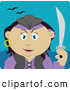 Clip Art of a Cute Mexican Pirate Woman Holding a Sword by Dennis Holmes Designs