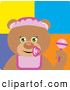 Clip Art of a Cute Teddy Bear Baby Girl Character by Dennis Holmes Designs