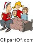 Clip Art of a Dad Reading Christmas Stories to His Kids - Royalty Free by Djart