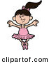 Clip Art of a Dancing Caucasian Ballerina in a Pink Tutu and Slippers, Performing During Ballet Class by AtStockIllustration