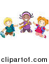 Clip Art of a Diverse Happy School Kids Jumping by BNP Design Studio