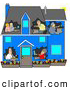 Clip Art of a Family in a Blue House by Djart