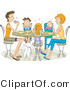 Clip Art of a Family of Five with Their White Dog Eating at a Table by BNP Design Studio