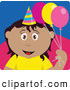 Clip Art of a Friendly Hispanic Birthday Girl Holding Balloons by Dennis Holmes Designs