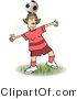 Clip Art of a Girl Balancing a Round Soccer Ball on Top of Her Head by Djart