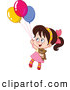 Clip Art of a Girl Floating with Her Teddy Bear and Balloons by Yayayoyo