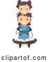 Clip Art of a Girl Sitting on Her Fathers Shoulders While He Reads by BNP Design Studio