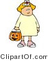 Clip Art of a Girl Wearing Halloween Nurse Costume While Trick-or-treating on Halloween Night by Djart