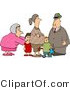 Clip Art of a Grandma and Grandpa Standing with Grandchildren and Their Pregnant Daughter by Djart