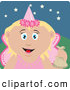 Clip Art of a Grinning Happy Tooth Fairy in a Pink Costume, Holding up a Bag by Dennis Holmes Designs