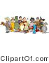 Clip Art of a Group of Adults and Children Wearing Halloween Costumes Before Trick or Treating by Djart