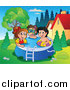 Clip Art of a Group of Happy Kids Playing in a Swimming Pool by Visekart