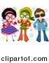 Clip Art of a Group of Kids Dressed up in Retro Outfits by BNP Design Studio
