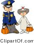 Clip Art of a Halloween Police Officer and Doctor Trick or Treating by Djart