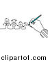Clip Art of a Hand Drawing a Family of Stick People by NL Shop