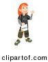 Clip Art of a Happy and Proud White Skater School Girl with Red Hair, Smiling and Holding Her Certificate of Excellence for Honor Roll by Vitmary Rodriguez