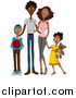 Clip Art of a Happy Black Family of Four by BNP Design Studio