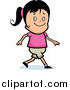 Clip Art of a Happy Black Haired Girl Walking and Smiling by Cory Thoman