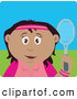 Clip Art of a Happy Mexican Girl Holding a Tennis Racket by Dennis Holmes Designs