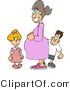 Clip Art of a Happy Pregnant Mother Standing with Her Daughter and Son, Who Are Looking at Her Belly by Djart