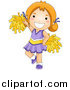 Clip Art of a Happy Red Haired White Cheerleader Girl in Purple by BNP Design Studio