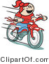 Clip Art of a Happy Red Headed Girl Speeding Downhill on Her Brand New Red Bike by Andy Nortnik
