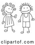 Clip Art of a Happy Stick Figure Boy and Girl by C Charley-Franzwa
