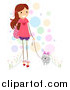 Clip Art of a Happy Stick Girl Walking Her Dog by BNP Design Studio