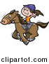Clip Art of a Happy White Girl Riding a Horse by Jtoons