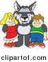Clip Art of a Husky Dog with Students by Mascot Junction