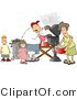 Clip Art of a Man and His Wife with Their Son and Daughter Grilling Barbecue Hamburgers by Djart