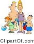 Clip Art of a Mom and Dad at the Beach with Their Two Children by Djart