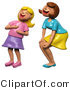 Clip Art of a Mother and Daughter or Older and Younger Sister Laughing at Something Funny by
