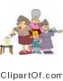 Clip Art of a Mother Cutting Her Young Daughter's Birthday Cake by Djart